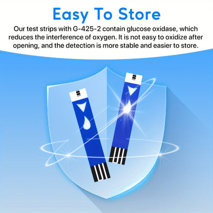 Linksun G-425-2 Blood Glucose Monitor Kit, 100 Blood Glucose Strips, 100 Lancets, 1 Blood Glucose Meter, Lancing Device, No Coding, Large Display