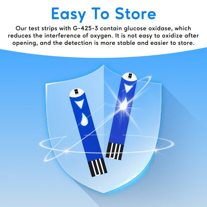 LinkSun G-425-3 Blood Glucose Monitor Kit, 100 Test Strips, 100 Lancets, 1 Blood Sugar Monitor, 1 Lancing Device, Diabetes Testing Kit No Coding, Glucometer Large Display, Diabetes Testing Kit for Home Use