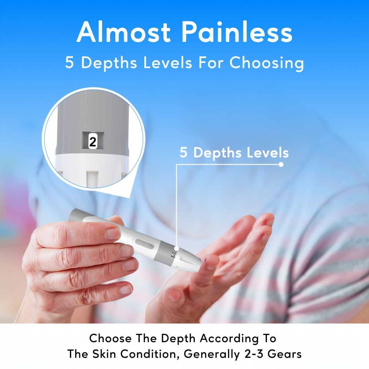 Linksun G-425-2 Blood Glucose Monitor Kit, 100 Blood Glucose Strips, 100 Lancets, 1 Blood Glucose Meter, Lancing Device, No Coding, Large Display