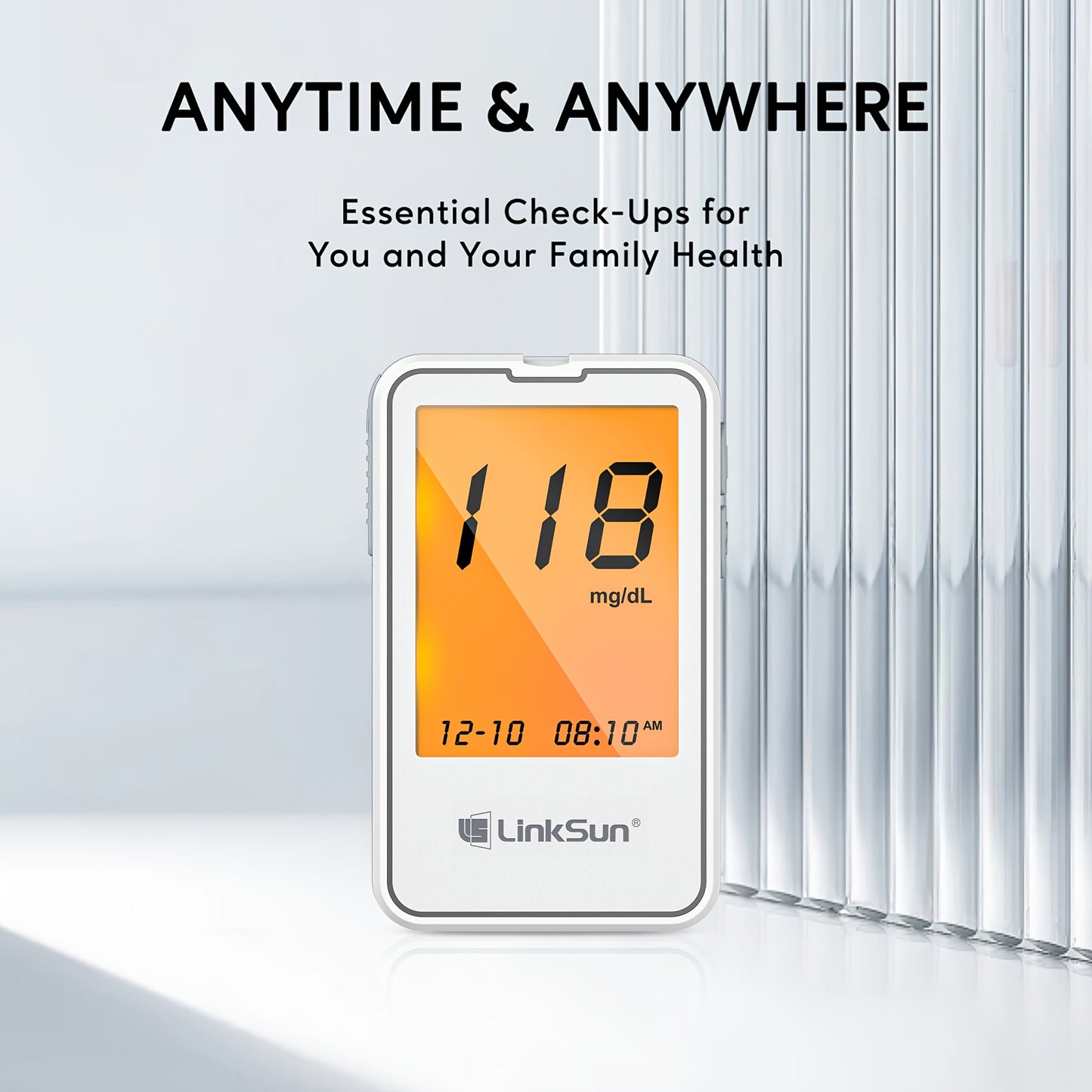 Linksun G-425-2 Blood Glucose Monitor Kit, 100 Blood Glucose Strips, 100 Lancets, 1 Blood Glucose Meter, Lancing Device, No Coding, Large Display