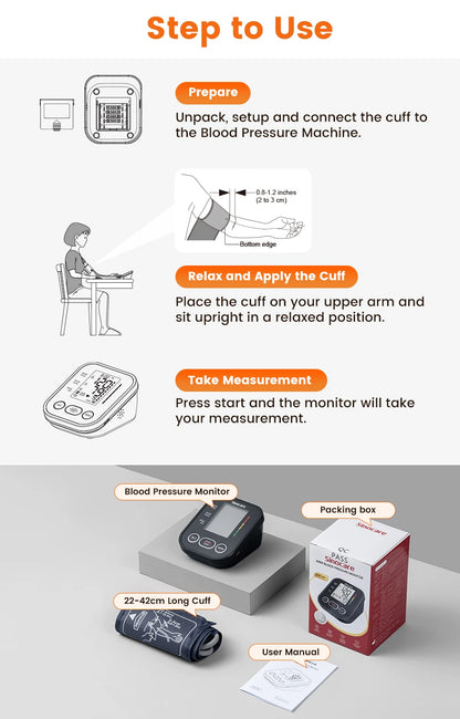 Sinocare Blood Pressure Monitor Digital Sphygmomanometer Automatic Tensiometer Tonometer Home Medical Use Heart Rate Pulse Meter