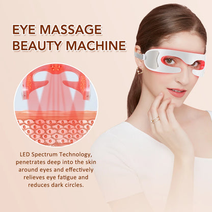 Eye Skincare Massager Vibration Red Light Therapy LED Eye Mask for Lines Wrinkles Dark Circle Removal Beauty Device