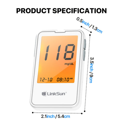 Linksun G-425-2 Blood Glucose Monitor Kit, 100 Blood Glucose Strips, 100 Lancets, 1 Blood Glucose Meter, Lancing Device, No Coding, Large Display