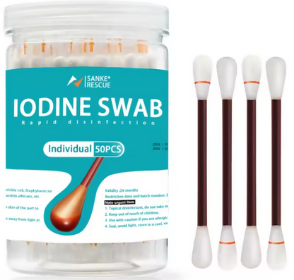 50PCS/Lot Medical Alcohol Disposable Emergency Cotton Stick Iodine Disinfected Swab First Aid kit home for Children Adults Baby